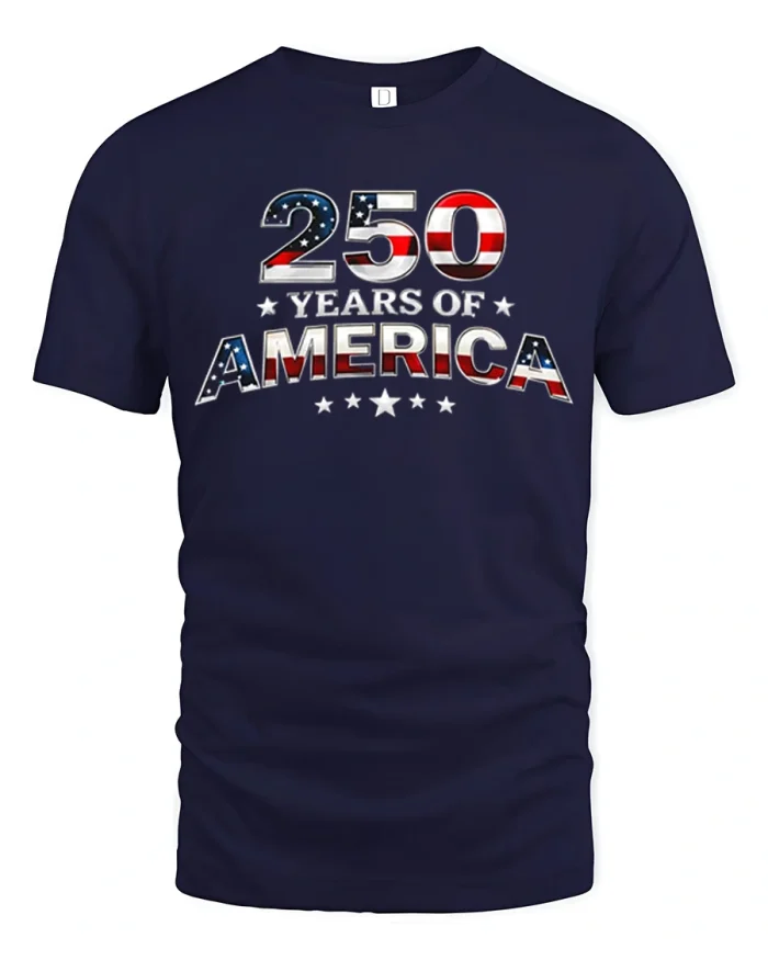 250 Years Of America Patriotic Graphic T Shirt Freedom Tee - navy t-shirt on white background