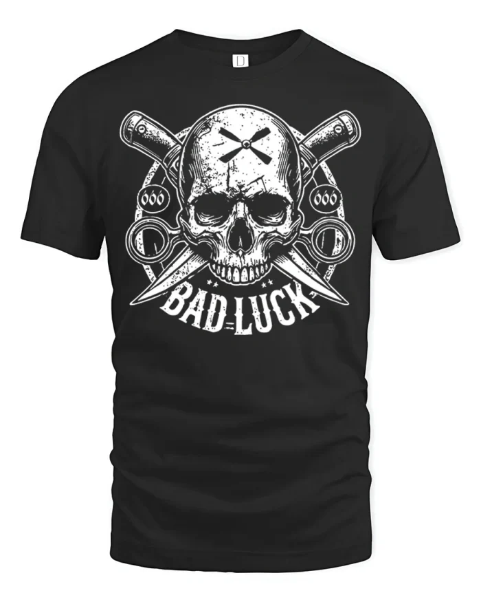 Bad Luck Skull Graphic T Shirt Soft Cotton Vintage Street Style - black t-shirt on white background