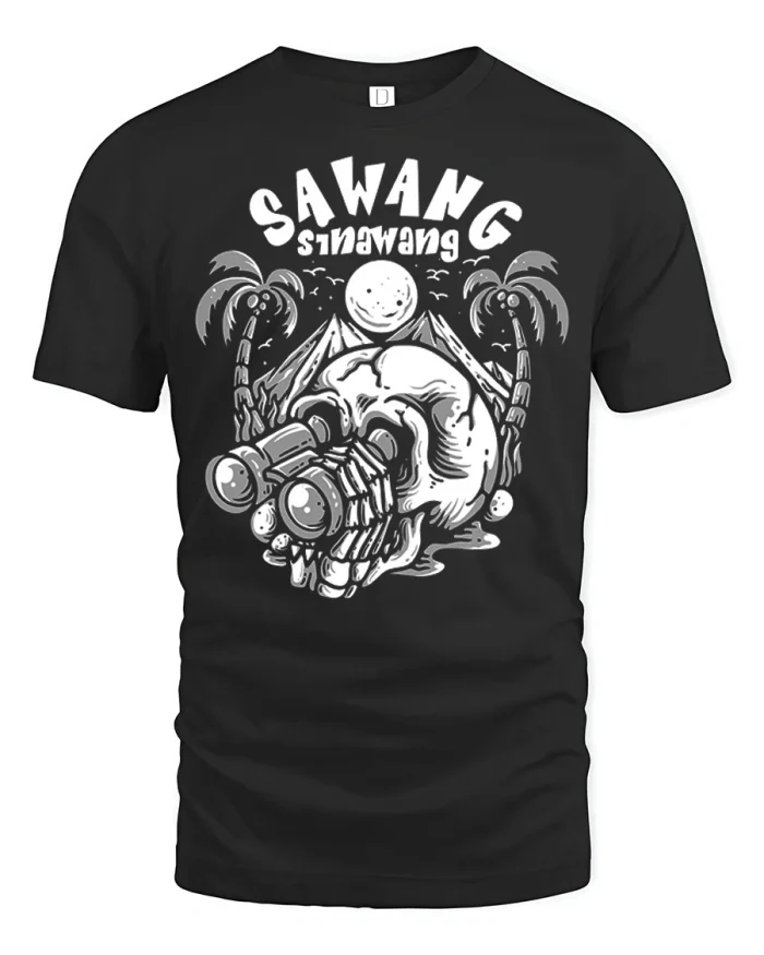 Funny Skull Camping Adventure Graphic T Shirt Soft Cotton Comfort - black t-shirt on white background