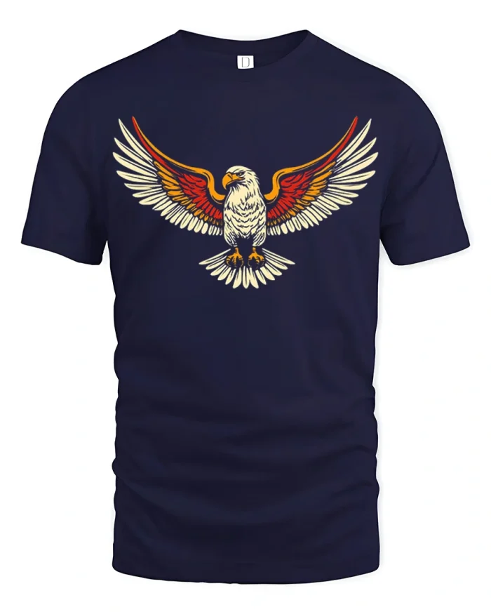 Majestic American Bald Eagle Wings Graphic Patriotic Vintage Tee - navy t-shirt on white background