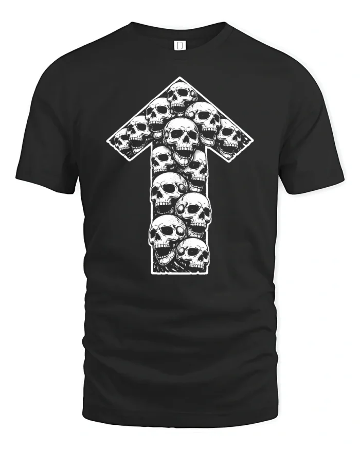 Gothic Skull Arrow Dark Halloween Graphic T Shirt Tee - black t-shirt on white background