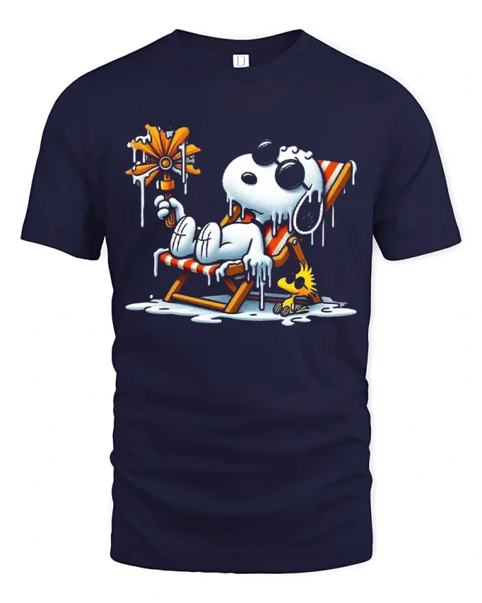 Snoopy Summer Melt Funny Beach Vacation Graphic T Shirt Tee - navy t-shirt on white background