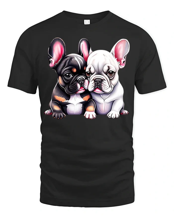 Cute French Bulldog Best Friends Graphic Tee Adorable Puppy Tshirt - black t-shirt on white background