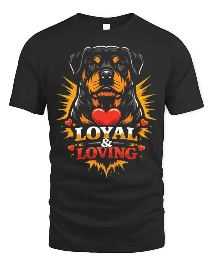 Loyal And Loving Rottweiler Graphic Tee Dog Lover Tshirt - black t-shirt on white background