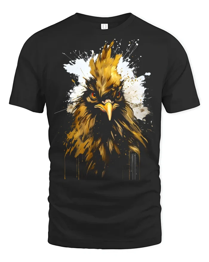 Artistic Golden Phoenix Bird Graphic Tshirt Majestic Apparel - black t-shirt on white background