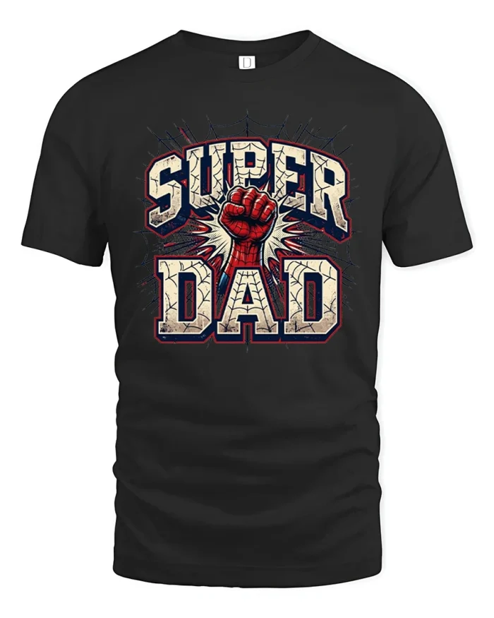 Super Dad Hero Inspired Graphic T Shirt Funny Father Pride Style - black t-shirt on white background