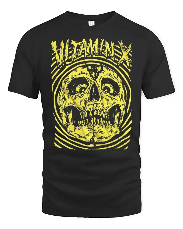Vintage Skull Vilewave Graphic Tee Retro Gothic Streetwear Style - black t-shirt on white background