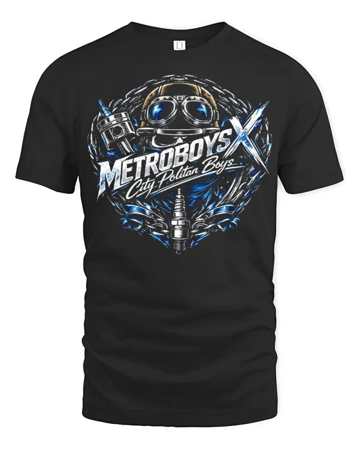 Metroboys X City Politan Boys Vintage Mechanic Graphic Tee Shirt - black t-shirt on white background