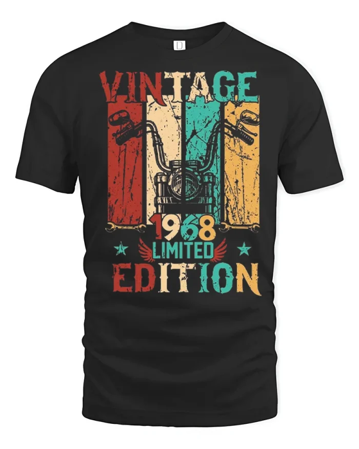Vintage 1968 Limited Edition Motorcycle Tshirt Comfy Tee - black t-shirt on white background