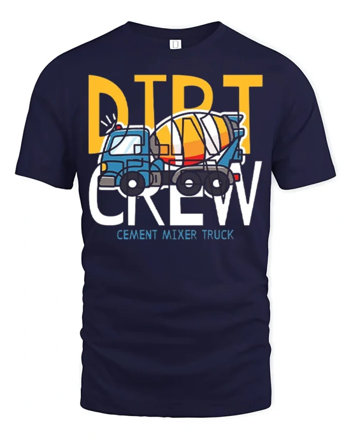 Dirt Crew Cement Mixer Truck Graphic T Shirt Construction Tee - navy t-shirt on white background