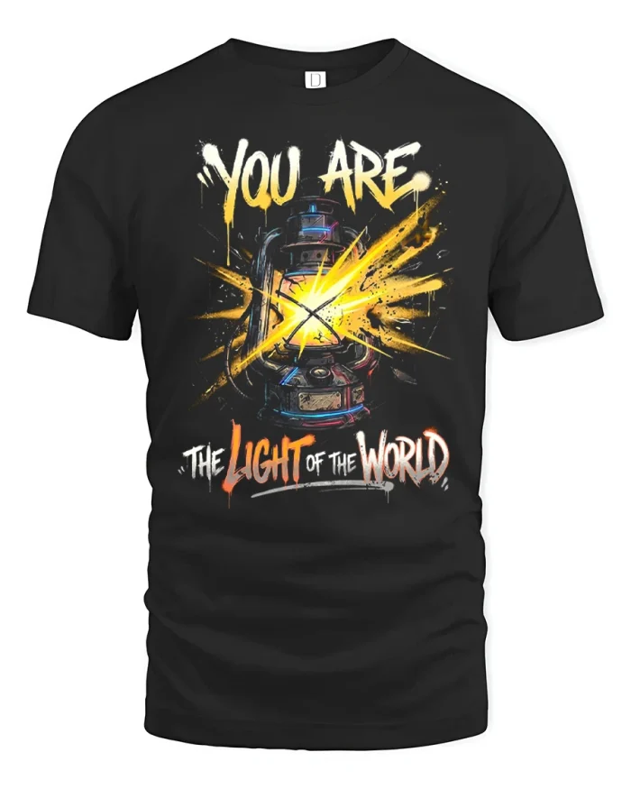 You Are The Light Of The World Graphic Tshirt Premium Tee - black t-shirt on white background