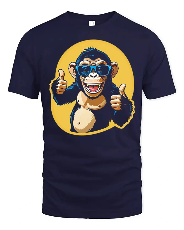 Funny Cool Monkey With Sunglasses Graphic Tshirt Premium Tee - navy t-shirt on white background