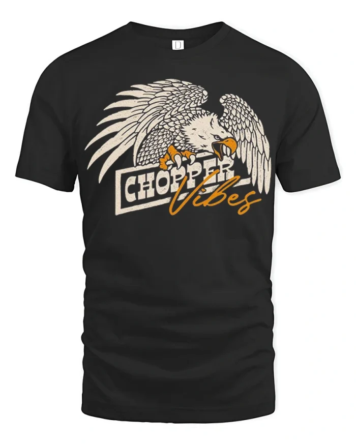 Vintage Chopper Vibes Eagle Graphic Tshirt Premium Quality Tee - black t-shirt on white background