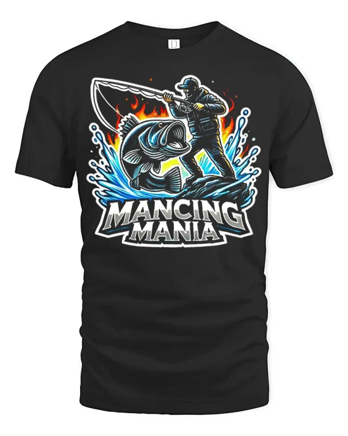 Mancing Mania Fishing Enthusiast Graphic Tshirt Premium Quality Tee - black t-shirt on white background