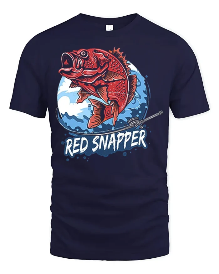 Red Snapper Fishing Lover Graphic Tshirt Premium Quality Tee - navy t-shirt on white background