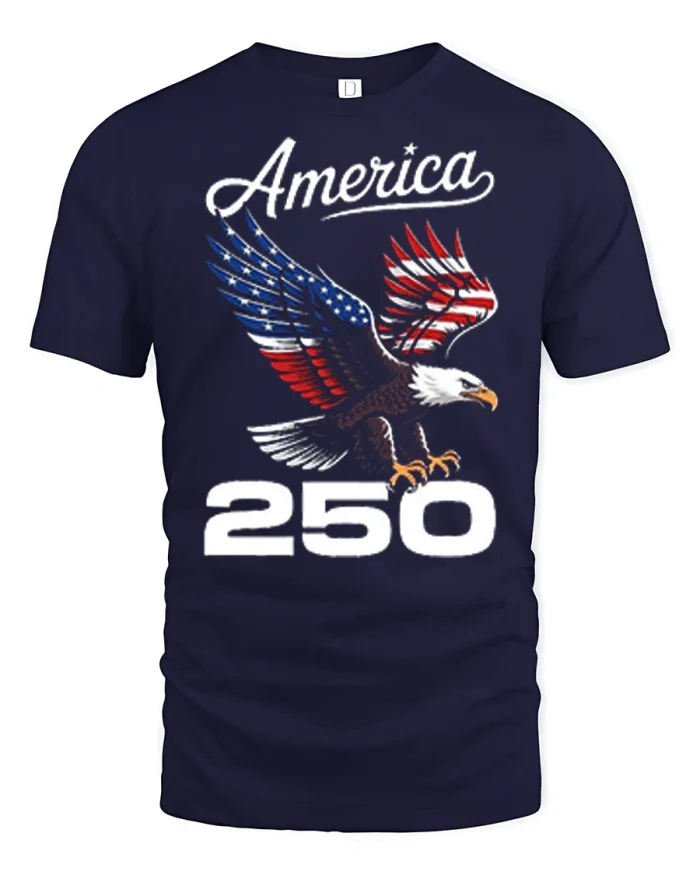 America 250 Patriotic Eagle Graphic Tee Independence Celebration - navy t-shirt on white background