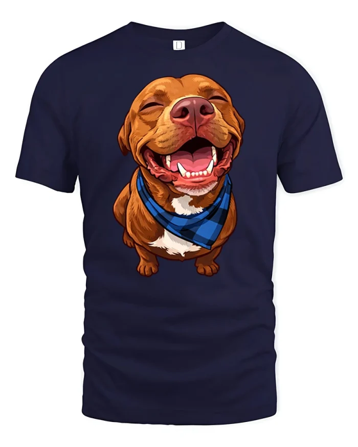 Happy Smiling Dachshund Dog Lover Graphic Tee Cute Pet Lover Tshirt - navy t-shirt on white background
