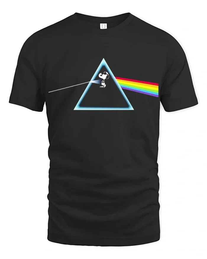 Rainbow Prism Beagle Dreamscape Retro Tribute Graphic T Shirt - black t-shirt on white background