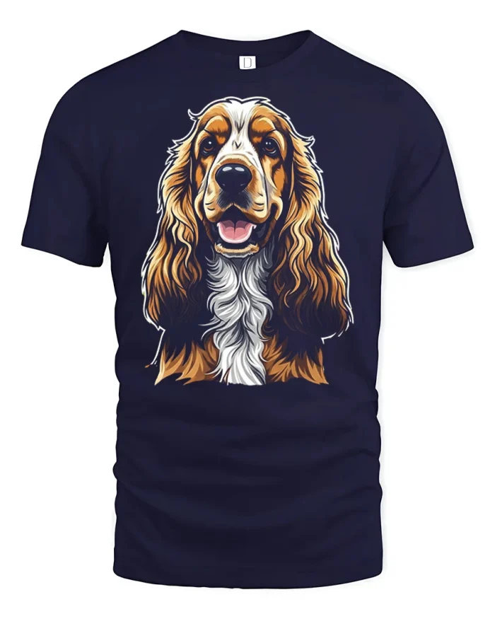 Happy Cocker Spaniel Portrait Dog Lover Graphic T Shirt - navy t-shirt on white background