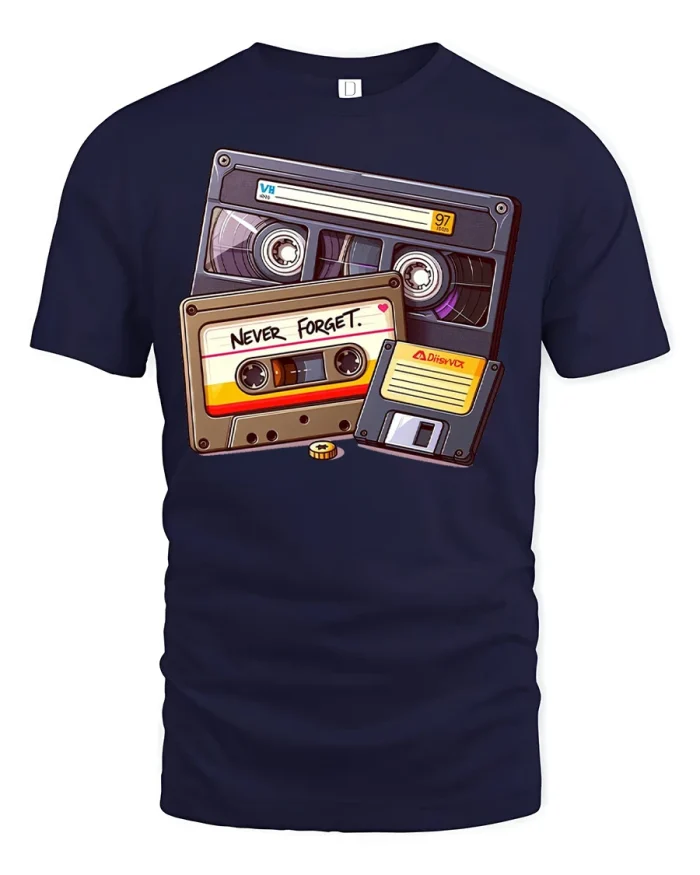 Vintage Mixtape Memories Retro Cassette Collection Graphic T Shirt - navy t-shirt on white background
