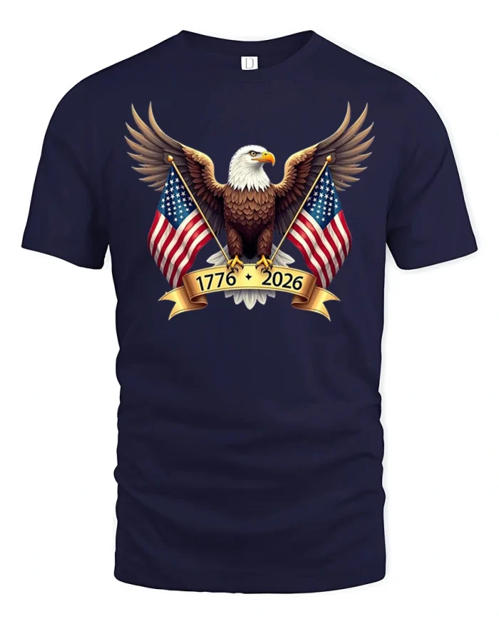 American Eagle 250th Anniversary Patriotic Heritage T Shirt - navy t-shirt on white background