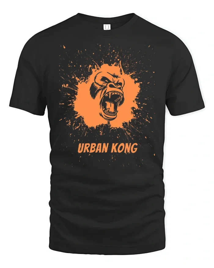 Urban Kong Roaring Gorilla Graphic Tee Bold Street Style Apparel - black t-shirt on white background