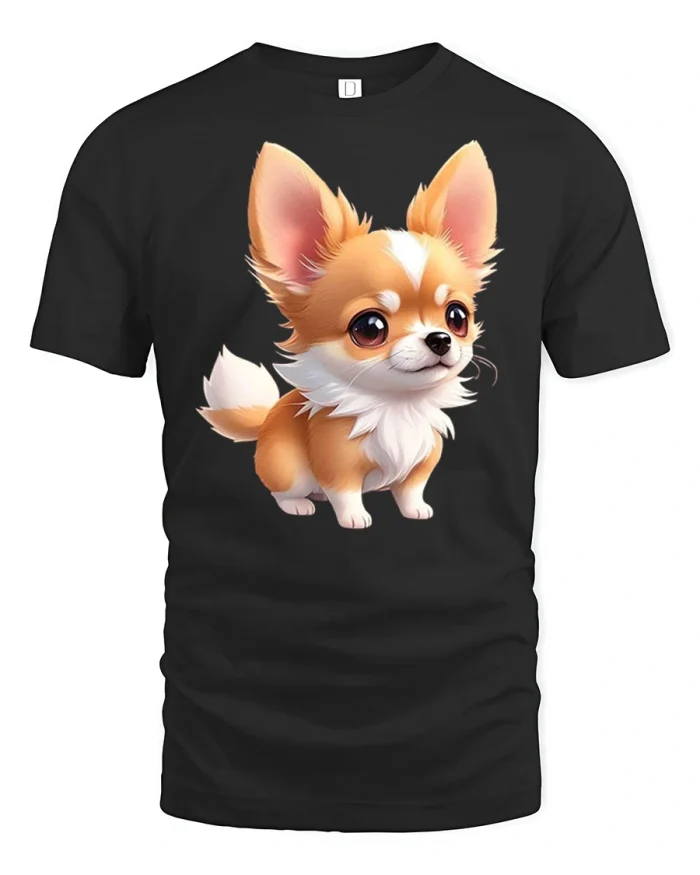 Cute Chihuahua Puppy Graphic T Shirt Adorable Dog Lover Style - black t-shirt on white background