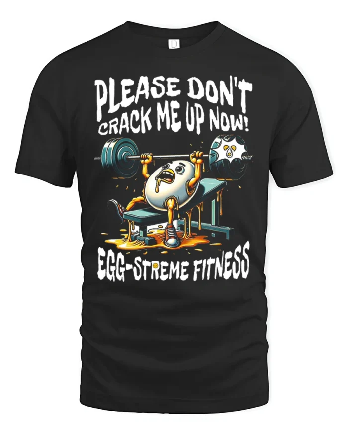 Egg Streme Fitness Funny Gym Egg Graphic T Shirt Design - black t-shirt on white background