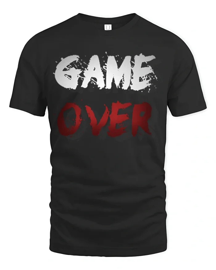 Game Over Funny Gamer Graphic T Shirt Bold Streetwear Tee - black t-shirt on white background