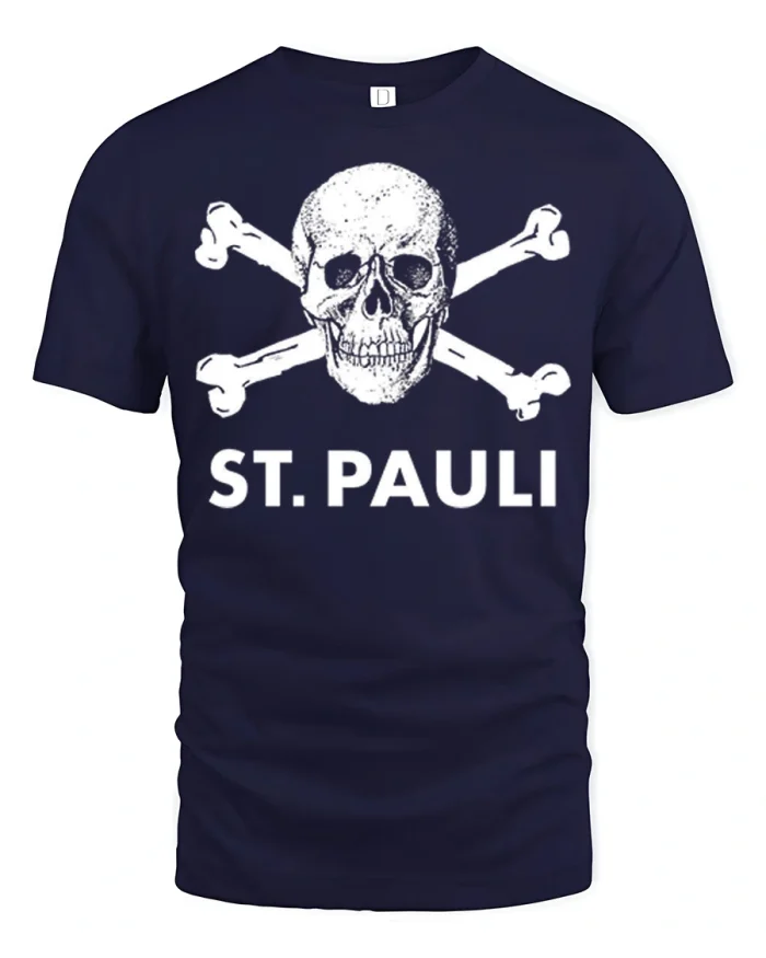 St Pauli Skull And Crossbones Vintage Graphic T Shirt - navy t-shirt on white background
