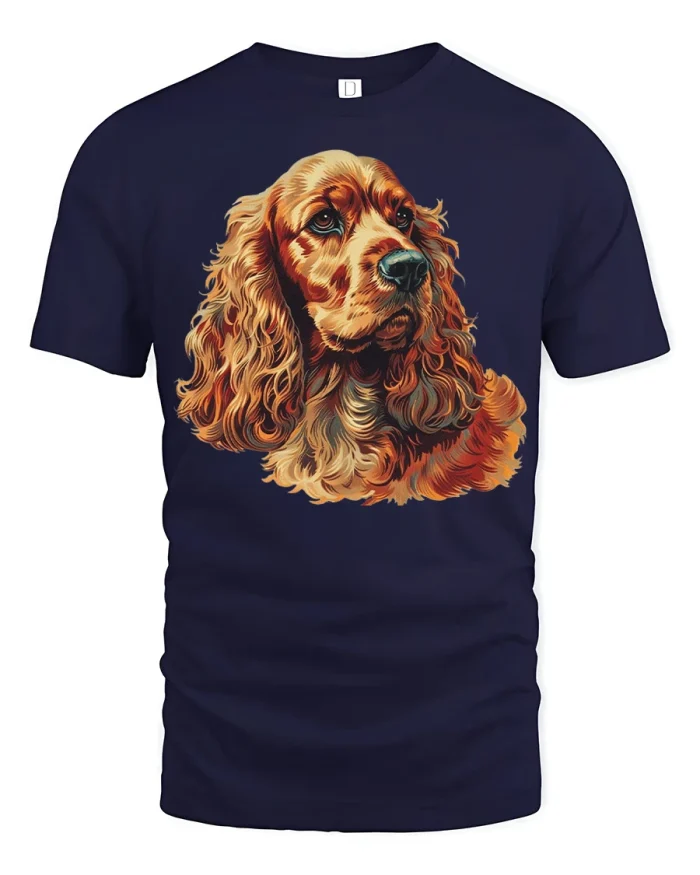 Vintage Cocker Spaniel Dog Lover Graphic T Shirt Classic Portrait - navy t-shirt on white background