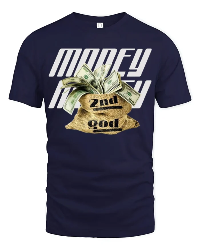 Money Now God Second Funny Cash Graphic T Shirt Hustle Mindset - navy t-shirt on white background