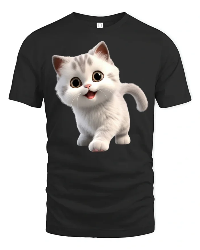 Cute Baby Fox Denim Pocket Flowers Graphic Cotton Tee - black t-shirt on white background