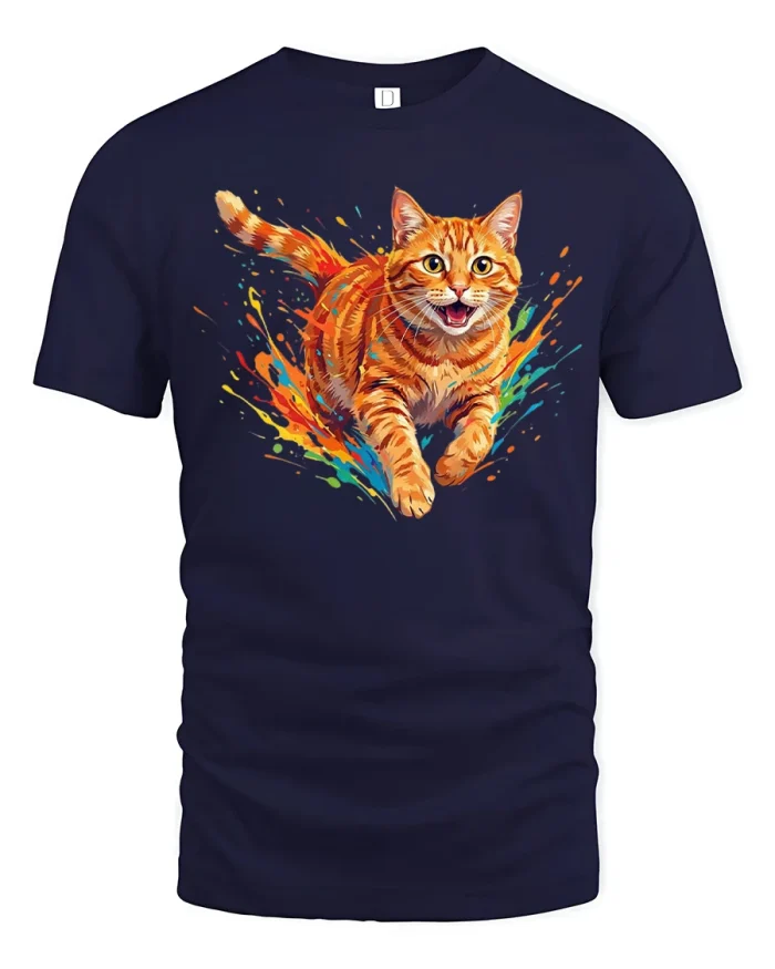 Cute Baby Cheetah Denim Pocket Flowers Graphic Cotton Tee - navy t-shirt on white background
