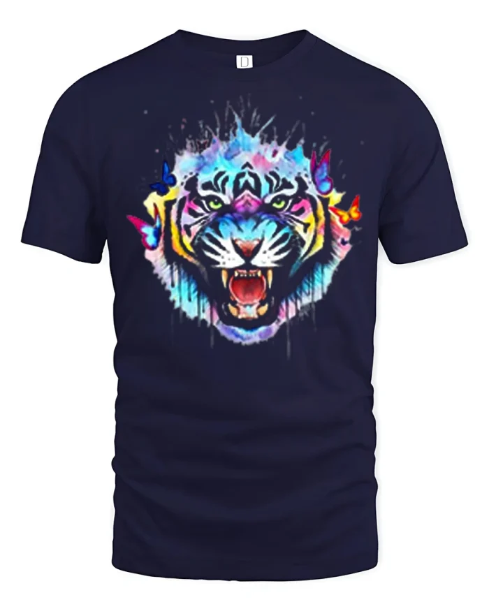 Cute Baby Owl Denim Pocket Flowers Graphic Cotton Tee - navy t-shirt on white background