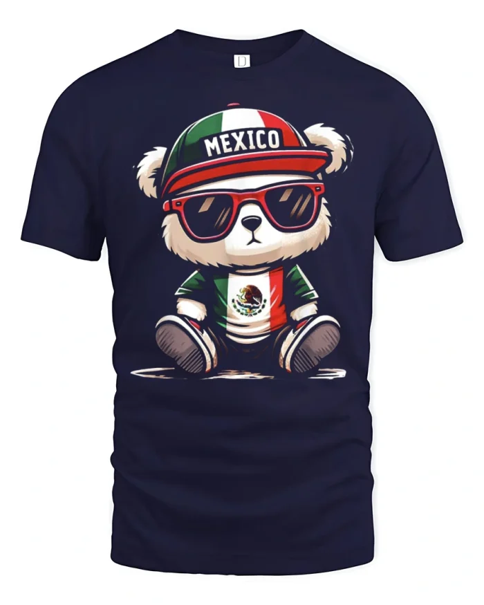 Cute Baby Capybara Denim Pocket Flowers Graphic Cotton Tee - navy t-shirt on white background