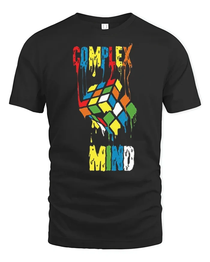Complex Mind Rubiks Cube Puzzle Lover Funny Graphic Tee Shirt - black t-shirt on white background