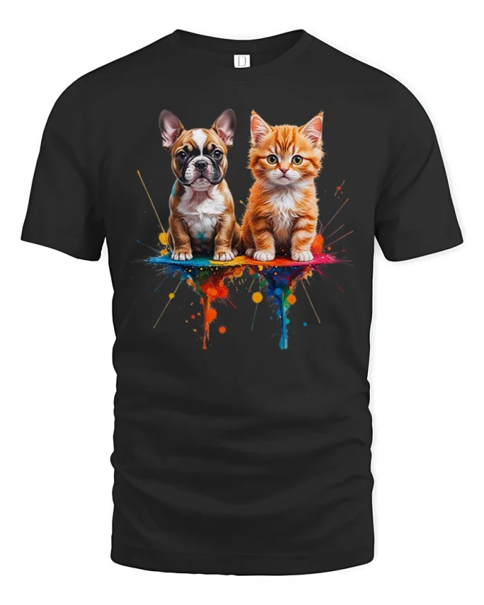Funny Skater Dog Sunglasses Urban Graffiti Graphic Tshirt - black t-shirt on white background