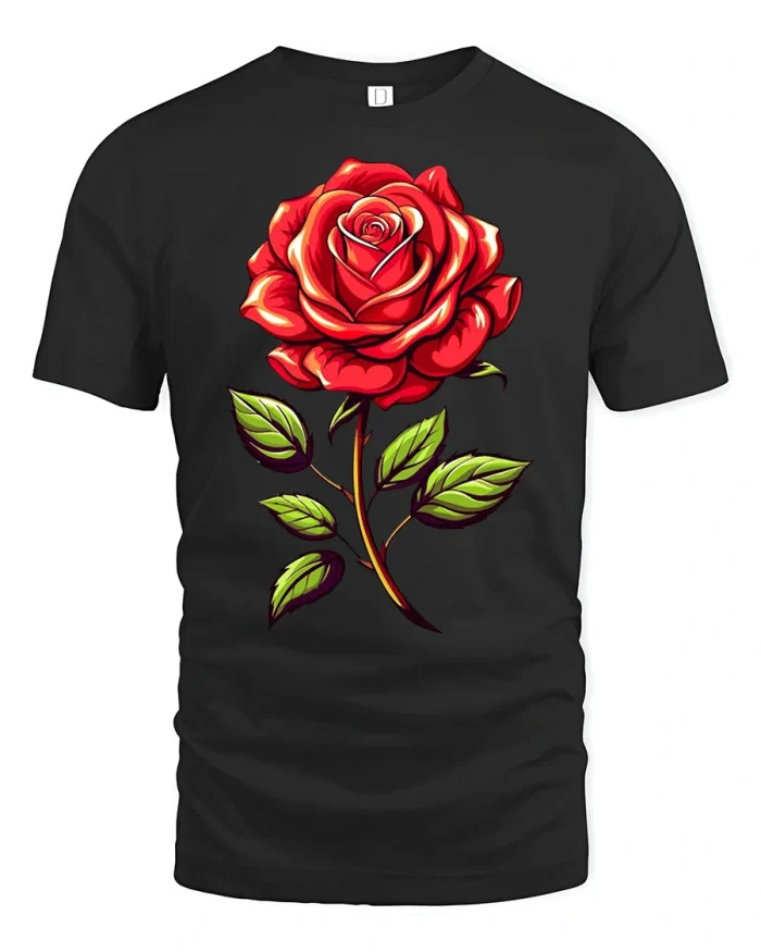 Elegant Red Rose Floral Graphic T Shirt Timeless Bloom Beauty - black t-shirt on white background