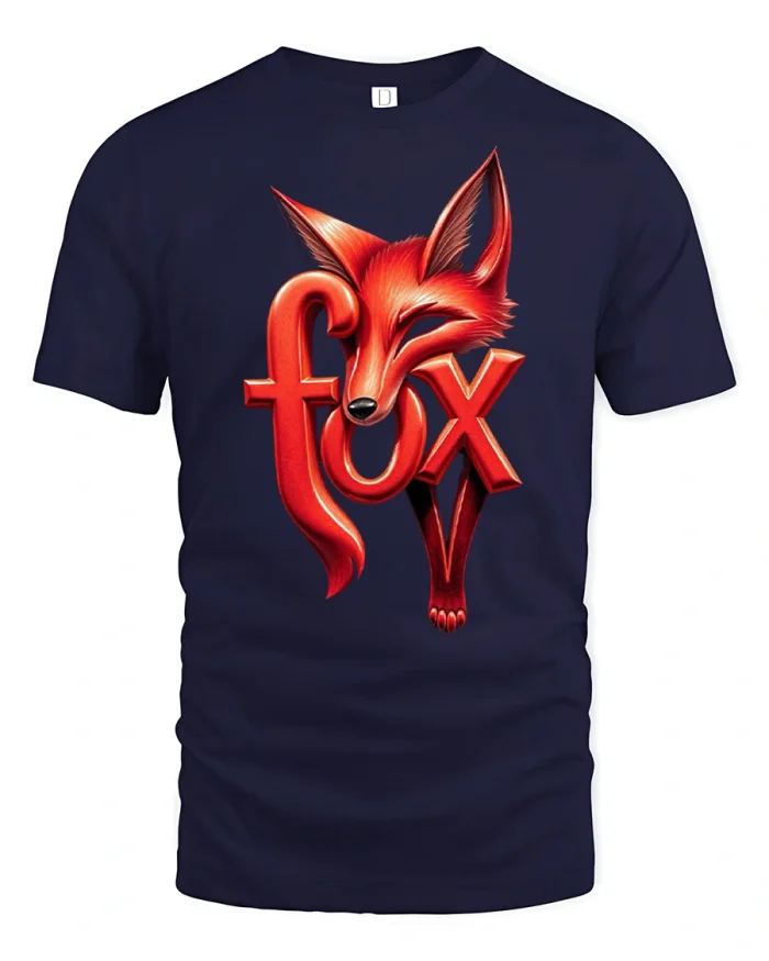 Clever Red Fox Graphic T Shirt Cute Woodland Animal Art Tee - navy t-shirt on white background