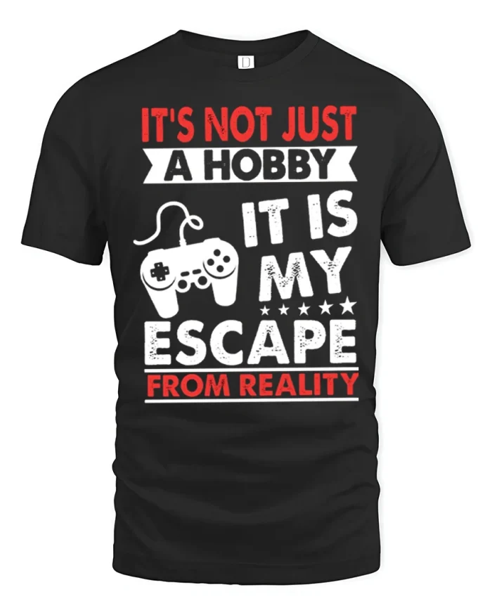 Gamer Escape From Reality Funny Video Game Graphic Soft Tee - black t-shirt on white background