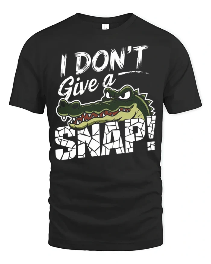 Funny I Dont Give A Snap Alligator Graphic T-Shirt - black t-shirt on white background