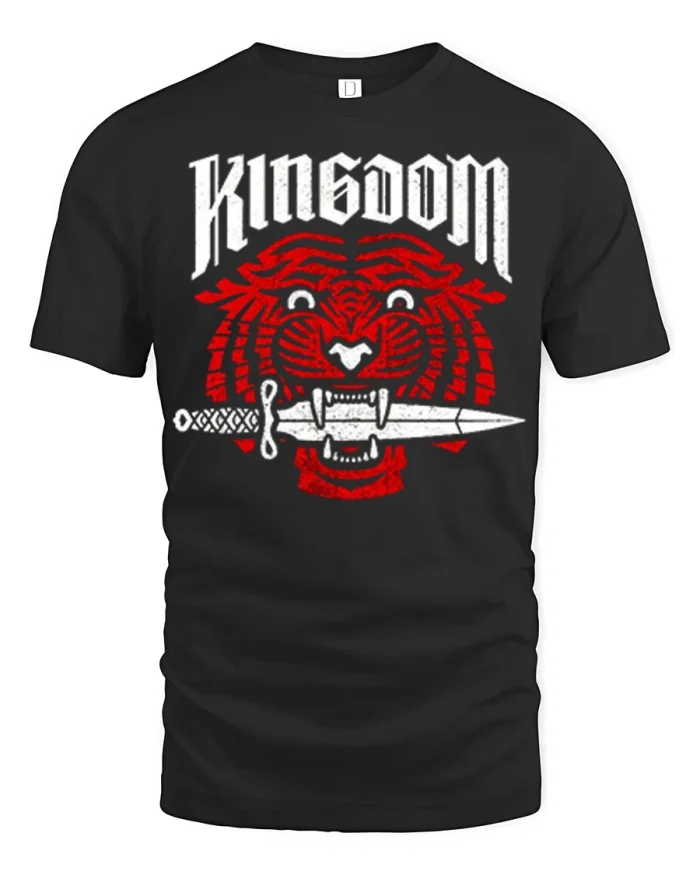 Kingdom Red Tiger With Dagger Graphic T-Shirt - black t-shirt on white background