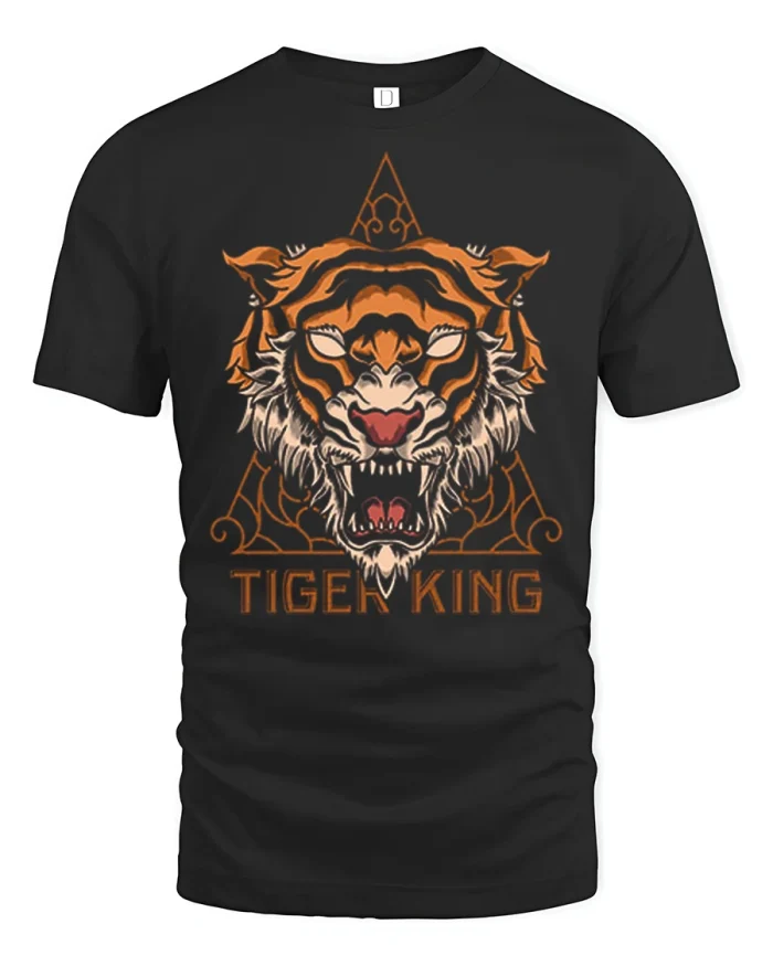 Tiger King Geometric Triangle Graphic T-Shirt - black t-shirt on white background