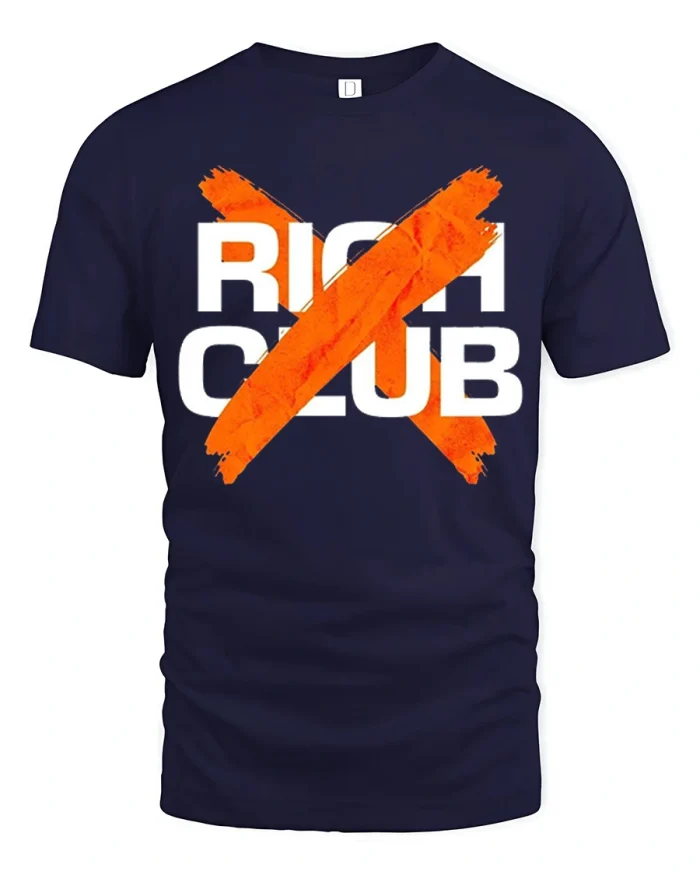 Rich Club Orange Cross Urban Streetwear Graphic T-Shirt - navy t-shirt on white background