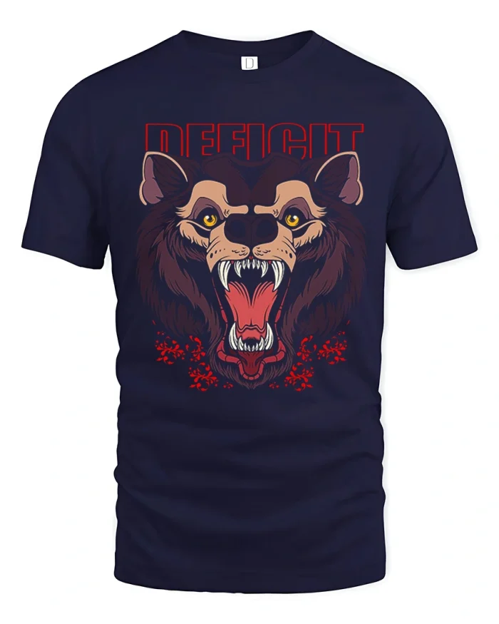 Deficit Screaming Bear Monster Graphic T-Shirt - navy t-shirt on white background