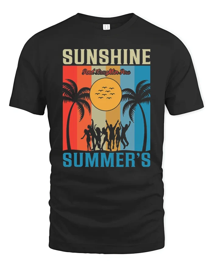 Sunshine And Laughter Are Summer’s Graphic T-Shirt - black t-shirt on white background