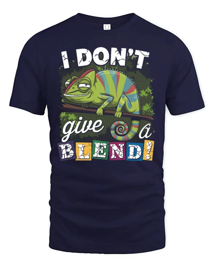 Funny I Do Not Give A Blend Chameleon Graphic T-Shirt - navy t-shirt on white background