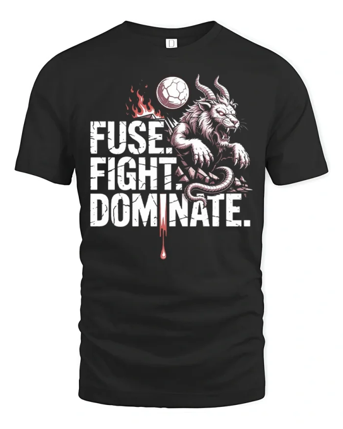 Fuse Fight Dominate Monster Creature Graphic T-Shirt - black t-shirt on white background