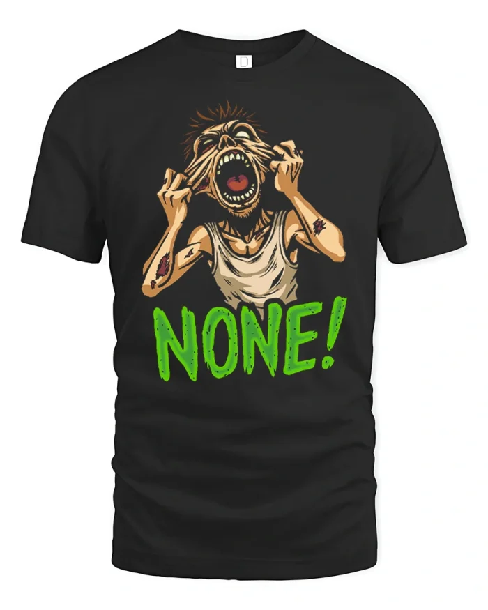 None Screaming Zombie Monster Face Graphic T-Shirt - black t-shirt on white background